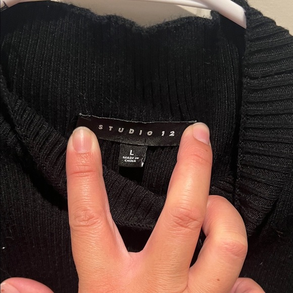 Studio 12 large ribbed Classic Black Sleeveless stretchy Tank Top - Picture 2 of 7